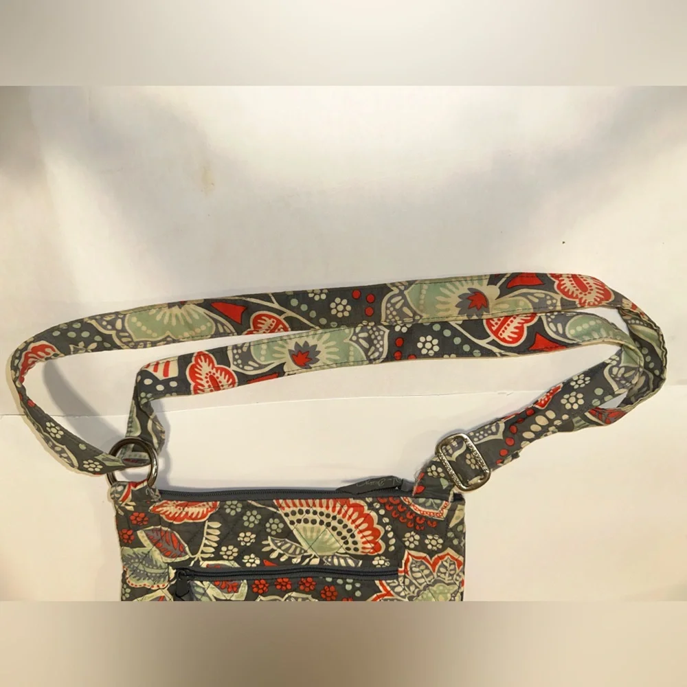 Vera Bradley Nomadic Floral Hipster Crossbody Gray Orange Green Paisley Mid-Size